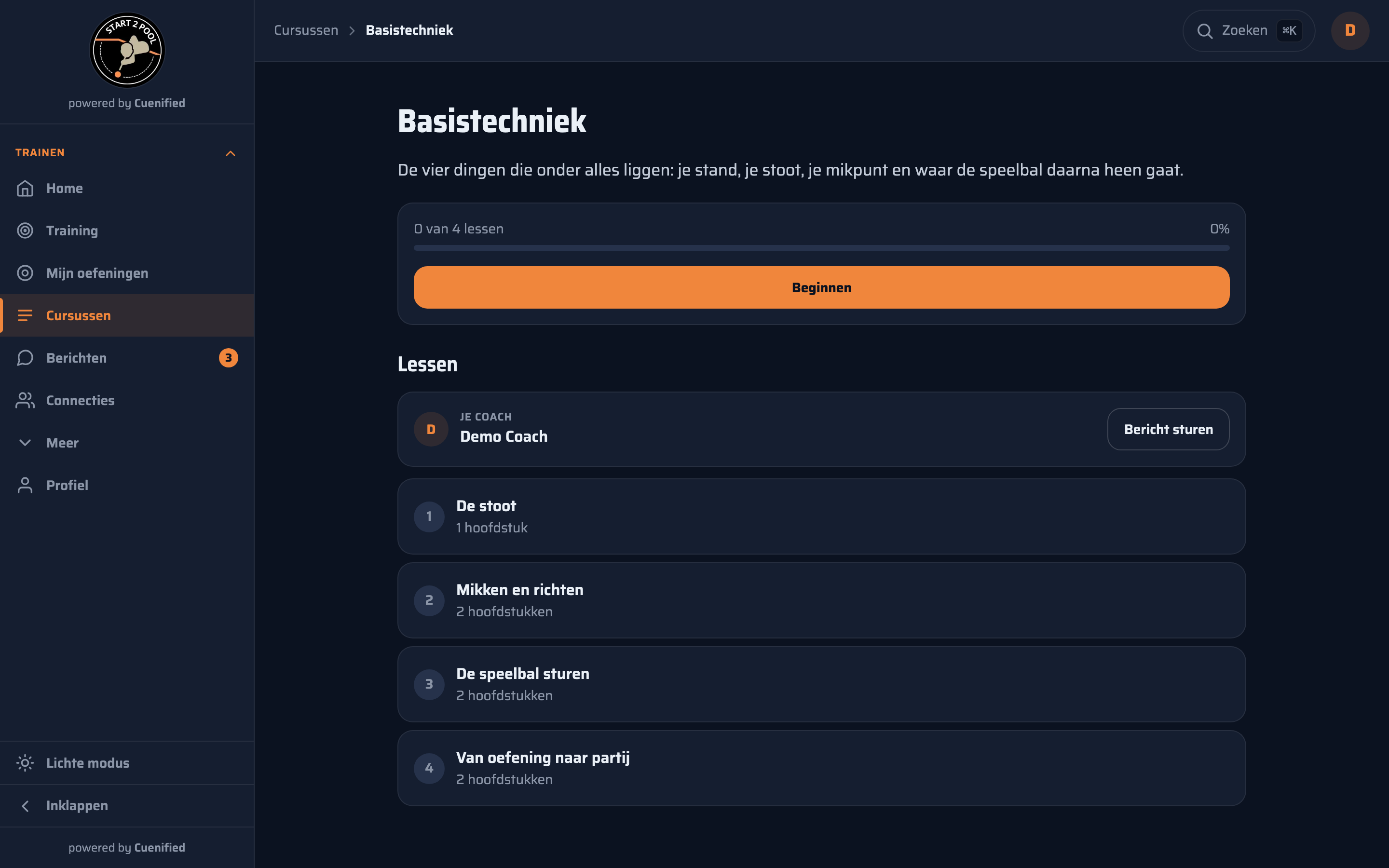 Je programma in de app.